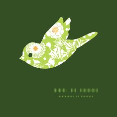 Vector green and golden garden silhouettes bird silhouette pattern frame