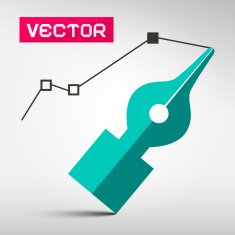 Vector Symbol - Blue Paper Pen with Path and Points N2