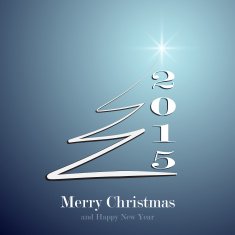 Stylized Christmas tree on decorative blue background