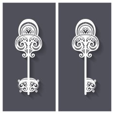 Ornate Antique Key with Long Shadow N3