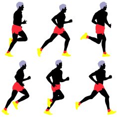 Set of silhouettes Runners on sprint men N11