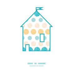 Vector texture circles stripes abstract house silhouette pattern frame