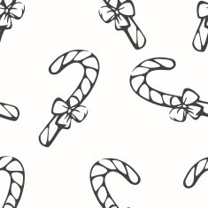 Monochrome seamless pattern with sketching candy canes N2