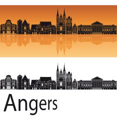 Angers skyline in orange background