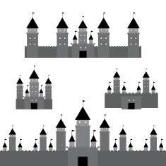 set black castle on white background Vector N2