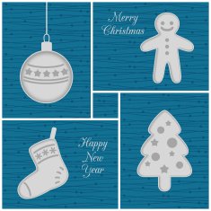 Christmas mini cards blue N2