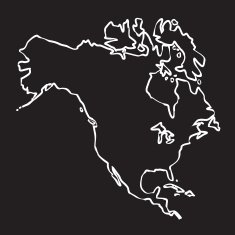 Vector black map of north america