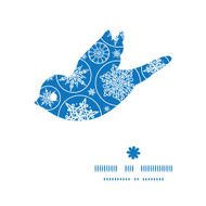 Vector falling snowflakes bird silhouette pattern frame N2