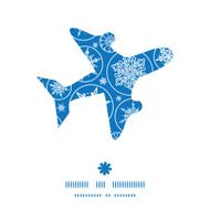 Vector falling snowflakes airplane silhouette pattern frame N2