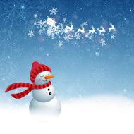 Vector Christmas Background with Snowman N3