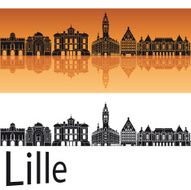 Lille skyline in orange background