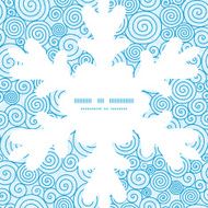 Vector abstract swirls Christmas snowflake silhouette pattern frame card template N2