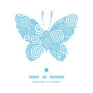 Vector abstract swirls butterfly silhouette pattern frame