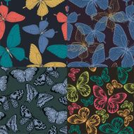 set of Beautiful seamless background with butterflies N2