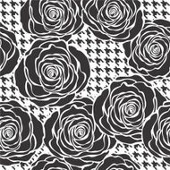 Floral seamless pattern with roses on tweed texture background