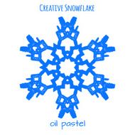 Snowflake hand drawn with oil pastels N22