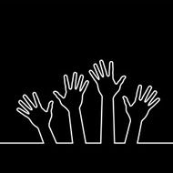 white line of hands N2