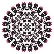 Skull with a pink bow on white background Circular pattern