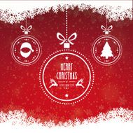 christmas ball merry snowflakes red background