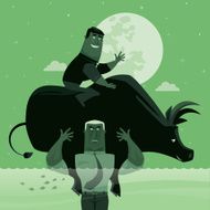 men with bull