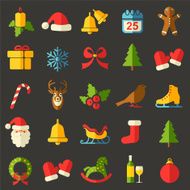 Christmas flat vector icons set N2