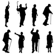 Vector silhouette of old people N201