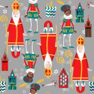 Christmas in Holland Sinterklaas and Zwarte Piet Seamless background pattern