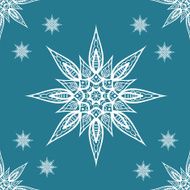 Christmas seamless pattern with snowflakes on blue background