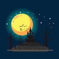 Flat design of haunted castle N3
