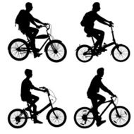 Set silhouette of a cyclist male and female