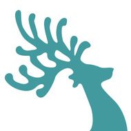 reindeer head turquoise isolated background