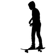 Set of skateboarders silhouette N2