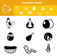 chicken icon set vector