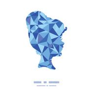 Vector blue triangle texture girl portrait silhouette pattern frame