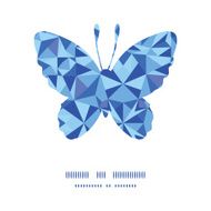 Vector blue triangle texture butterfly silhouette pattern frame