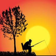Vector silhouette of a man who fishes N17