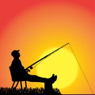 Vector silhouette of a man who fishes N18