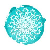 Watercolor blue circle paint stain and snowflake N3