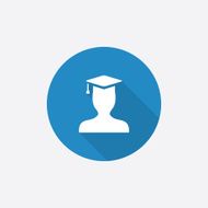 graduate student Flat Blue Simple Icon with long shadow N2