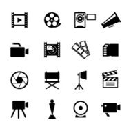 Simple Black and White Video Icon Set