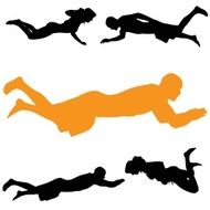 Vector silhouette of people who swim N9