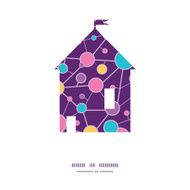 Vector molecular structure house silhouette pattern frame