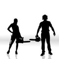 Vector silhouettes of people N251