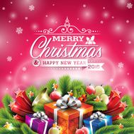 Christmas illustration with typographic design and shiny holiday elements N4