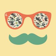 Hipster vintage sunglasses with colorful happy monsters N2