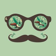 Hipster vintage sunglasses with crocodile and flowers N2