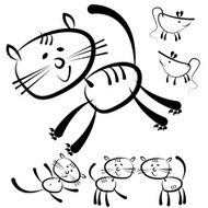 cats and mouse isolated on a white background