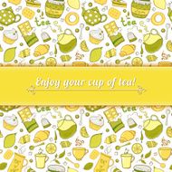 Tea and sweets vector background N7