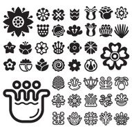 Flower icon black colour silhouette