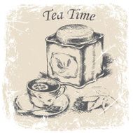 box of tea cup tea and lemon